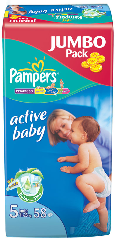 Подгузники "Pampers Active Baby", 11-25 кг, 58 шт junior (5) Состав 58 подгузников инфо 13860b.