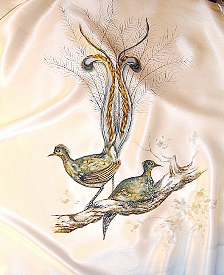 Шарф "Райские птицы" - Авторский батик (40 х 138 см) так как это ручная работа инфо 732d.