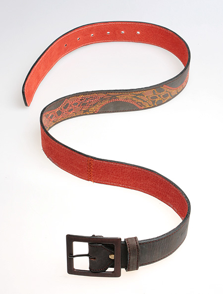 Ремень "Змея" (Кожа, вышивка, металл) Авторская работа работы со стилизованным изображением змеи инфо 1009d.