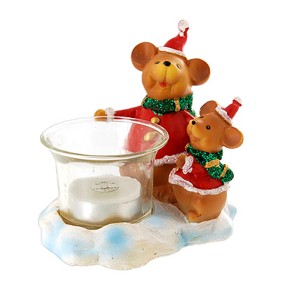 Новогодний декоративный подсвечник со свечой "Мыши" см Изготовитель: Китай Артикул: 0111251501 инфо 7861d.