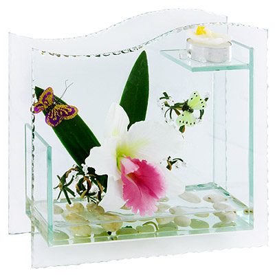 Декоративный подсвечник "Орхидея с бабочкой", цвет: розовый см Артикул: ZS-09-19-3 Производитель: Китай инфо 7887d.