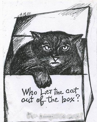 "Кот в коробке" - Бумага, тушь (20 х 20 см) Автор Александр Михайлов художник инфо 6431a.